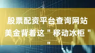 股票配资平台查询网站美金背着这＂移动冰柜＂