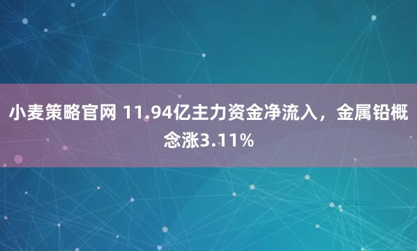 小麦策略官网 11.94亿主力资金净流入，金属铅概念涨3.11%